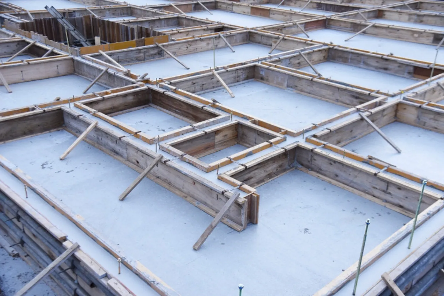 Forskalling til fundament for et hus set ovenfra